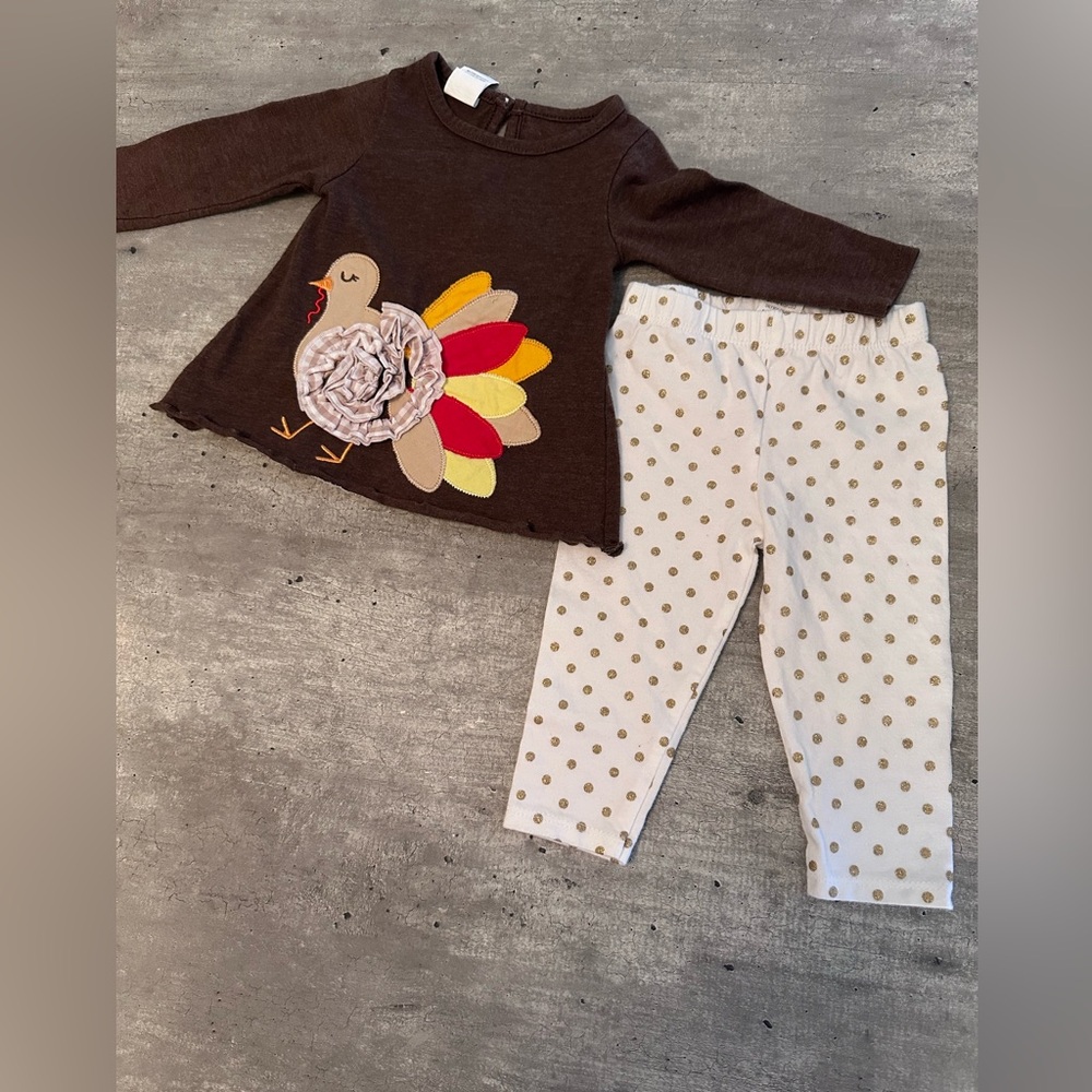 Thanksgiving Holiday Turkey Tunic Two Piece Set 3M NWOT